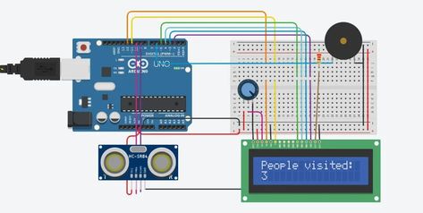 Bi-Directional Visitor Counter Using Single Ultrasonic Sensor With LCD on TinkerCad : 3 Steps (with Pictures) - Instructables Arduino Lcd, Lord Murugan Wallpapers, Teacher Notes, Arduino Projects, Circuit Design, Game On, Lcd Screen, Arduino, 3d Design