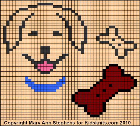 Golden Retriever, a free knitting chart by Mary Ann Stephens for Kidsknits.com and her Two Strands blog. Golden Retriever Cross, Dog Knitting, Pixel Crochet Blanket, Scissor Fobs, Dog Patterns, Knitted Dog, Needle Books, Swedish Weaving, Pixel Crochet