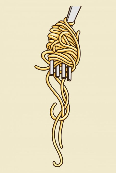 Noodles with fork vector illustration Premium Vector Pasta Vector Illustration, Pasta Fork Illustration, Pasta Illustration Art, Food Illustrations Vector, Pasta Illustration Graphics, Spaghetti Wallpaper, Spaghetti Tattoo, Noodle Wallpaper, Spaghetti Drawing