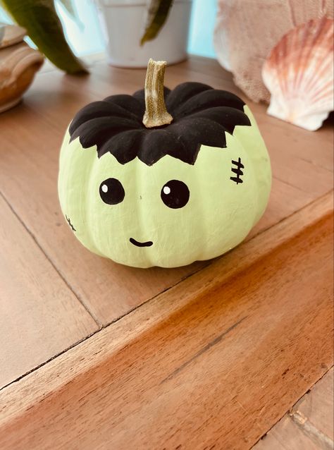 Frankstein Pumpkin, Frankenstein Painted Pumpkins, Frankenstein Pumpkin Painting, Frankenstein Pumpkin, Painted Pumpkin, Pumpkin Painting, Cute Pumpkin, Painted Pumpkins, Frankenstein