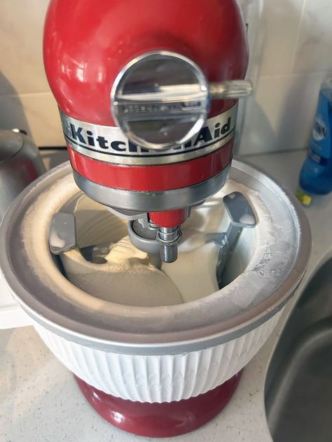 Someone making ice cream with the KitchenAid Ice Cream Maker Attachment Kitchenaid Ice Cream Attachment, Kitchenaid Ice Cream, Kitchenaid Ice Cream Maker, Making Ice Cream, Pint Of Ice Cream, Premium Ice Cream, Tiny Studio, Coffee Ice Cream, Make Ice Cream