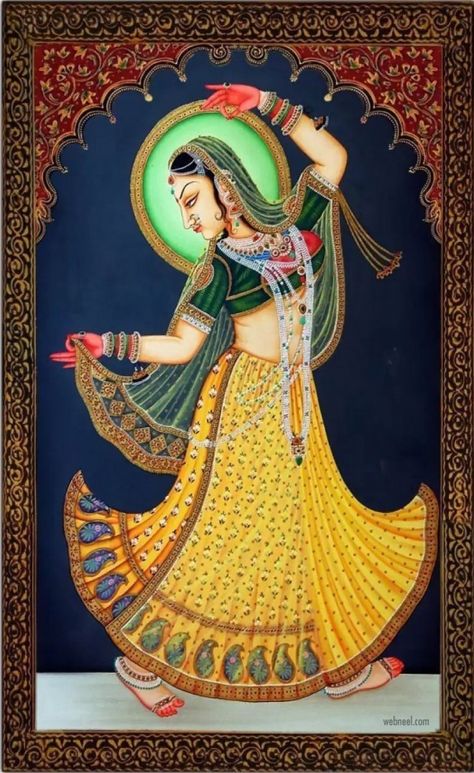 Rajput Painting, Indian Art Traditional, Rajasthani Miniature Paintings, Woman Dance, Rajasthani Painting, Indian Traditional Paintings, Indian Miniature, Mughal Art Paintings, Rajasthani Art