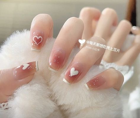 Valentine Nail Art, Romantic Nails, Cute Simple Nails, Beauty Nails Design, Blush Nails, Pretty Gel Nails, Really Cute Nails, Kawaii Nails, Manicure Y Pedicure