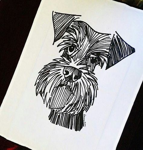 Scottie Dog Drawing, Black And White Drawings Simple, Art Materials Drawing, Schnauzer Tattoo, Schnauzer Print, Schnauzer Art, White Drawing, Arte Inspo, Art Et Illustration