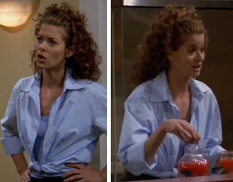 Grace Adler hair - volume Grace Adler Hair Curly, Grace Adler Outfits 90s, Grace Adler Hair, Will And Grace Outfits, Grace Adler Outfits, Grace Adler, Milkshake Hair, Debra Messing, Baddie Style