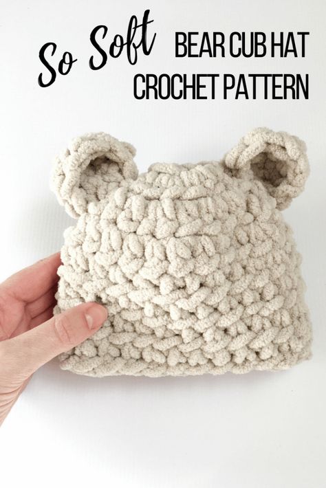 The softest baby bear hat crochet pattern yet! The bear hat is made with plush thick yarn making it a quick project. A beginner friendly crochet pattern. Baby hat crochet patterns. Crochet Pattern Baby Hat, Bear Hat Crochet, Hat Crochet Patterns, Baby Hat Crochet, Beginner Friendly Crochet, Yarn Making, Crochet Baby Hat Patterns, Hat Crochet Pattern, Confection Au Crochet