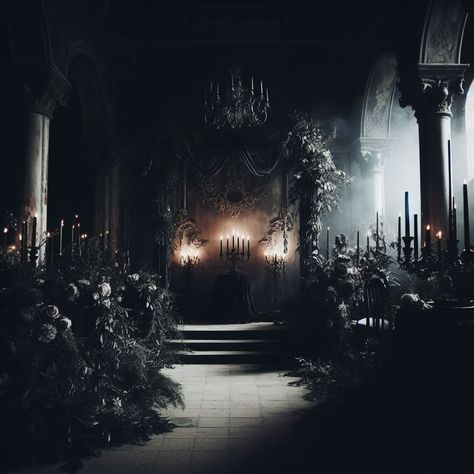 Gothic Wedding Locations, Gothic Wedding Venues, Dark Wedding Theme Black, Bethany Core, Goth Weddings, Fae Wedding, Gothic Fireplace, Dark Romantic Wedding, Gothic Wedding Theme