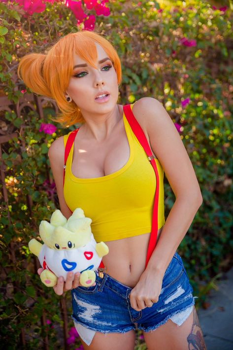 Misty Pokemon Costume, Pokemon Cosplay Female, Misty Costume, Pokemon Halloween Costume, Misty Cosplay, Cosplay Pokemon, Misty From Pokemon, Cosplay Ideas Women, Pokemon Costumes