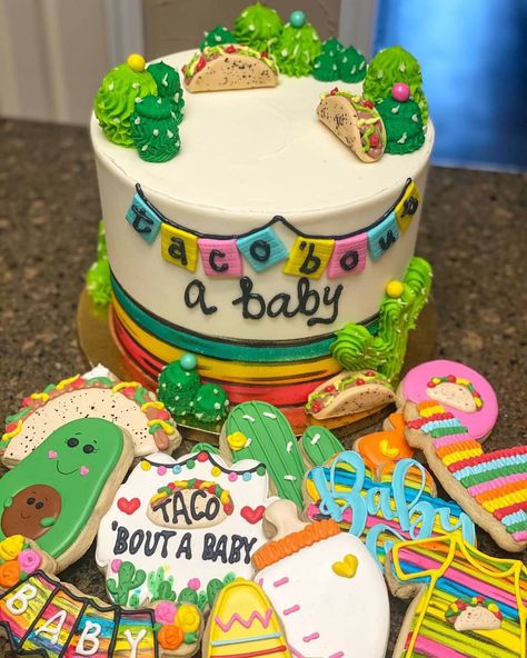 Taco Bout A Baby Cake, Fiesta Gender Reveal Party, Mexican Theme, Taco Bar, Baby Shower Cake, Reveal Party, Shower Cake, Baby Cake, Reveal Parties