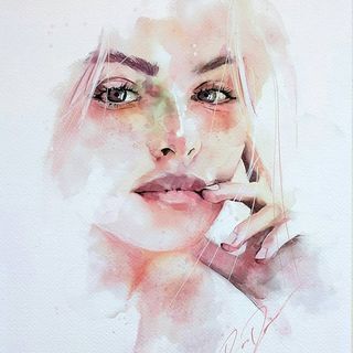 Watercolor Pencil Art, Watercolor Art Face, Watercolor Portrait Painting, Abstract Face Art, Watercolor Projects, Watercolor Paintings Easy, Painting People, Watercolor Ink, Portrait Sketches