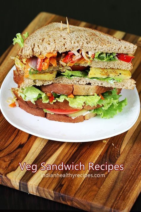 16 veg sandwich recipes for breakfast, brunch or dinner. Vegetarian sandwich recipes #vegsandwich #vegsandwichrecipes #vegetariansandwich Veg Club Sandwich, Healthy Indian Breakfast, Vegetable Sandwich Recipes, Club Sandwich Recipe, Duck Food, Indian Breakfast Recipes, Sandwich Vegetarian, Club Sandwiches, Vegetarian Sandwich Recipes