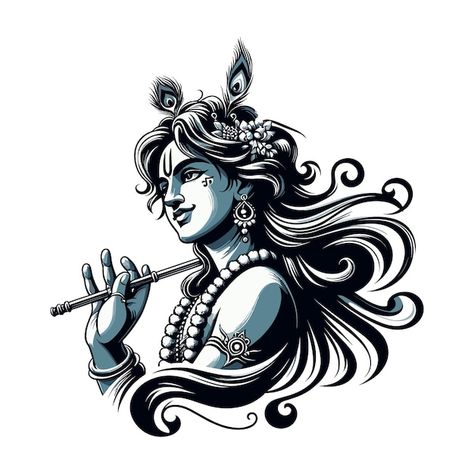 Pencil Art Drawings Krishna, Lord Krishna Wall Painting, Krishna Logo Design, Lord Krishna Drawing Pencil, Krishna Graphics, Krishna Logo, Krishna Vector, Krishna Illustration, Krishna Wall Painting