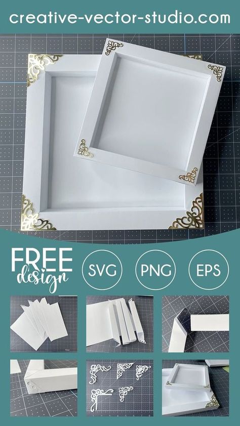 Cricut Cardstock Picture Frame, Free 3d Paper Craft Svg, Svg Free Files For Shadow Boxes, 3d Square Template, Paper Frames Diy Templates, Scrapbook Svg Free, Shadow Box Free Template, Shadowbox Template Free, How To Make Frame With Paper