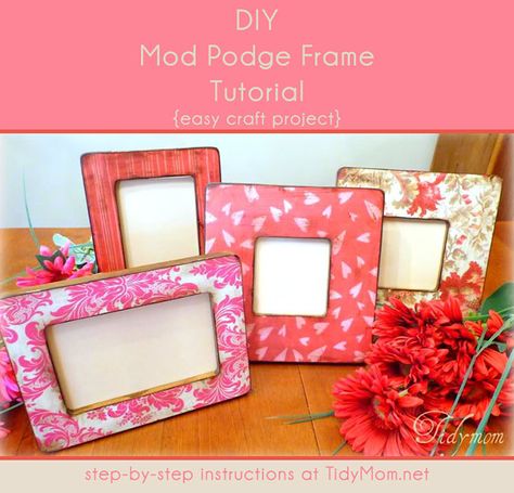 Mod Podge Pictures, Mod Podge Crafts, Diy Picture Frames, Diy Spring, Frame Crafts, Mod Podge, Crafty Projects, Crafty Craft, Crafty Diy