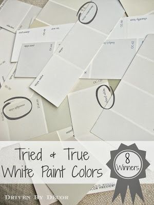 Eight of the most popular, tried and true white paint colors Best White Paint Colors, White Paint Color, Interior Paint Colors Schemes, Driven By Decor, Dove White, Best White Paint, Wall White, Paint White, White Interiors