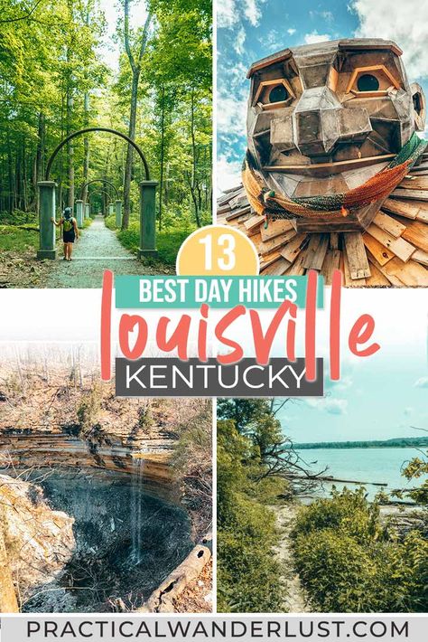 The best hiking in Louisville, Kentucky! 13 amazing day hikes in Louisville (and hikes NEAR Louisville, too) from caves to waterfalls to beaches to giants - and one creepy abandoned amusement park! Kentucky Hiking, Bourbon Tour, Kentucky Vacation, Amusement Park Outfit, Kentucky Travel, Abandoned Amusement Park, Mammoth Cave, Abandoned Amusement Parks, Travel Inspiration Destinations