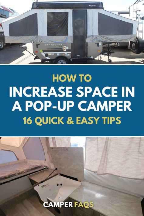 How To Increase Space In A Pop-Up Camper Popup Storage Ideas, Pop Up Camper Before And After, Tv In Pop Up Camper, Pop Up Camper Organization Ideas, Pop Up Camper Must Haves, Boho Pop Up Camper, Pop Up Camper Interior Ideas, Small Pop Up Camper Remodel, Pop Up Camper Hacks