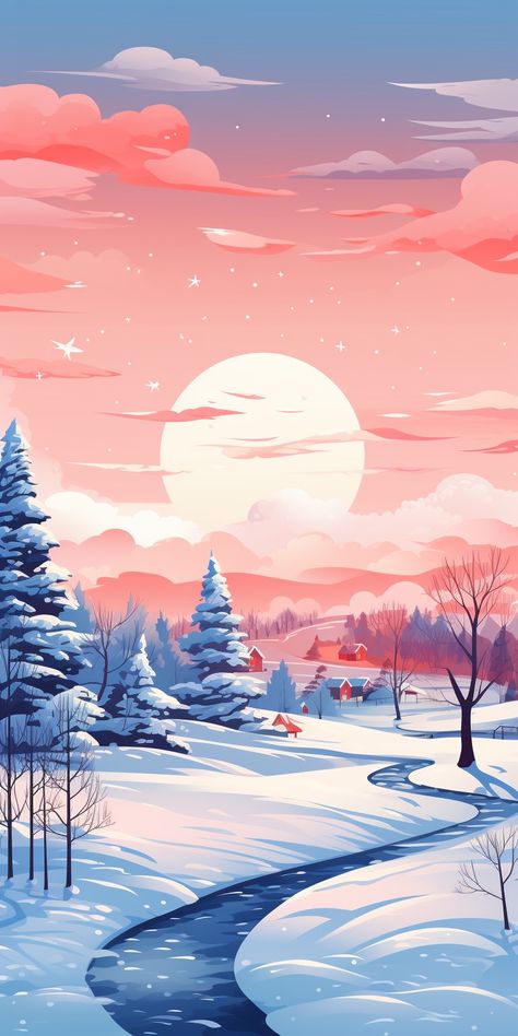 Wallpapers Winter, January Wallpaper, Winter Prints, Winter Iphone, Iphone Wallpaper Winter, Christmas Illustrations, Winter Illustration, Background Photos, Cute Christmas Wallpaper