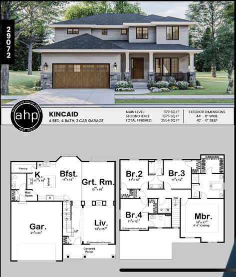 Two Story Ranch House Exterior, Custom Build Must Haves, House Floor Plans 2 Story, 2 Story Craftsman House Plans, 2 Story Craftsman, Advanced House Plans, Unique House Plans, Lake House Plans, House Plan Gallery