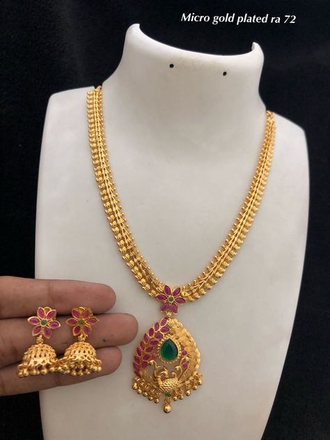 Gold Long Chain, Mango Haram, Temple Necklace, 22 Carat Gold Jewellery, Jewel Design, Long Haram, Gold Temple Jewellery, Gold Jewels Design, Gold Leaf Necklace