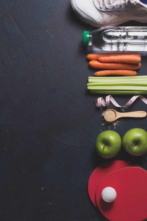 Composition with healthy food and sport ... | Free Photo #Freepik #freephoto #food #sport #fitness #table Sport Nutrition Design, Healthy Food Background, Healthy Background, Nutrition Design, Nutrition Poster, Fitness Backgrounds, Healthy Food Photography, Nutrition Chart, Nutrition Month