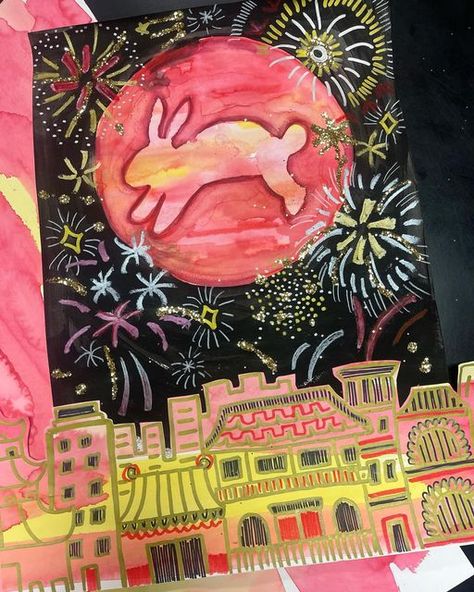 Lunar New Year Art, Chinese New Year Art, Elementary Art Rooms, Chinese New Year Crafts, New Year Art, 5th Grade Art, New Year's Crafts, Elementary Art Projects, Art Activities For Kids