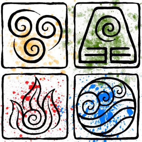 Earth Element Symbol, Element Spirit, Avatar Tattoo, Elements Tattoo, 4 Element, Element Symbols, 4 Elements, Avatar The Last Airbender Art, Pagan Witch