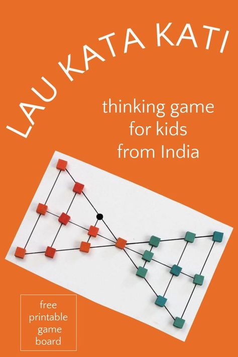 Fun diy game for kids from India. An abstract strategy board game that promotes logical thinking, perseverance and sportsmanship. Great way to get kids off the screens, and a good boredom buster that builds important skills. Didactic Games For Kids, Quiet Games, Thinking Games, Printable Board Games, Shape Games, Free Printable Games, Strategy Board Games, The End Game, Game For Kids