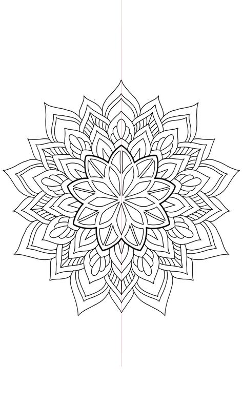 Mandala Tattoo Template, Mandala Outline Tattoo, Simple Mandala Tattoo Design Pattern, Mandala Outline Design, Mandala Tattoo Outline, Mandala Drawing Tattoo, Geometric Mandala Tattoo Stencil, Mandala Dotwork Tattoo Design, Mandala Tattoo Mann