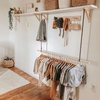 Cozy Baby Room, Open Wardrobe, Baby Room Themes, Rooms Decor, Open Closet, Nursery Closet, Nursery Room Design, Baby Room Inspiration, Nursery Modern