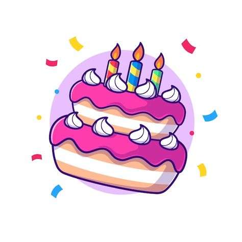 Birthday Cake Cartoon, Cute Birthday Cake, Birthday Cake Illustration, Cake Cartoon, Cake Icon, Cake Vector, Party Cartoon, Cake Illustration, Cake Party