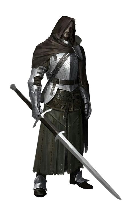 Human Fighter Knight with Greatsword - Pathfinder PFRPG DND D&D d20 fantasy Two Swords, Illustration Fantasy, Heroic Fantasy, 다크 판타지, Knight Armor, Fantasy Armor, Armor Concept, High Fantasy, Fantasy Warrior