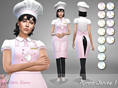 Sims 4 Barista Outfit Cc, Sims 4 Cc Chef Outfit, Sims 4 Work Uniform Cc, Sims 4 Restaurant Uniform Cc, Sims 4 Chef Outfit, Sims 4 Apron Cc, Sims 4 Apron, Sims Cafe, Chef Dress