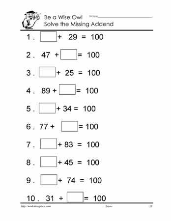 Missing Addends to 100 Worksheet Grade 3 Math, Math Sites, Ks1 Maths, Missing Addends, Missing Addend, Subtraction Strategies, First Grade Math Worksheets, 4th Grade Math Worksheets, Mathematics Worksheets