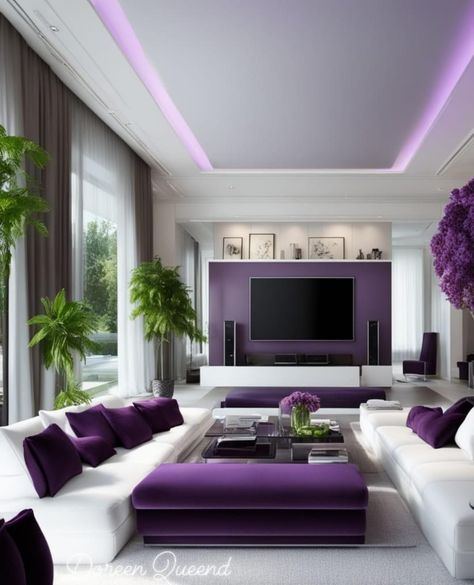 Living Room Purple, Iphone Wallpaper Modern, Purple Ideas, Purple Couch, Home Room Ideas, Contemporary Decor Living Room, Luxury Living Room Design, Purple Things, Pretty Purple