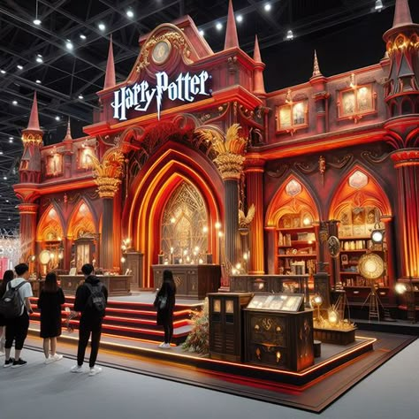 Harry Potter Event Decorations, Set Design Film, Harry Potter Event, Exhibition Aesthetic, Harry Potter Exhibition, Expo Ideas, Retail Inspiration, Exhibition Stands, Exhibition Stand Design