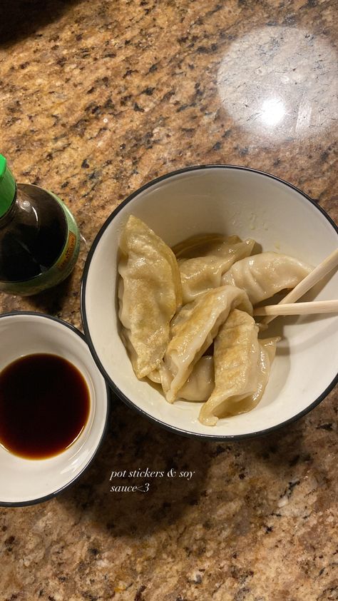 Pot Stickers Aesthetic, Potstickers Aesthetic, Dumplings Instagram Story, Dumpling Aesthetic, Dumplings Aesthetic, Pork Pot Stickers, Prawn Dumplings, Food Captions, Pot Stickers