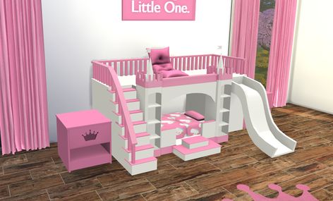 Toddler Castle Bedroom Stuff | SimmerKate on Patreon Princess Castle Bed, Sims 4 Beds, Toddler Bunk Beds, Castle Bed, Castle Bedroom, Sims 4 Tsr, Sims Baby, Cc Sims4, Bedroom Stuff