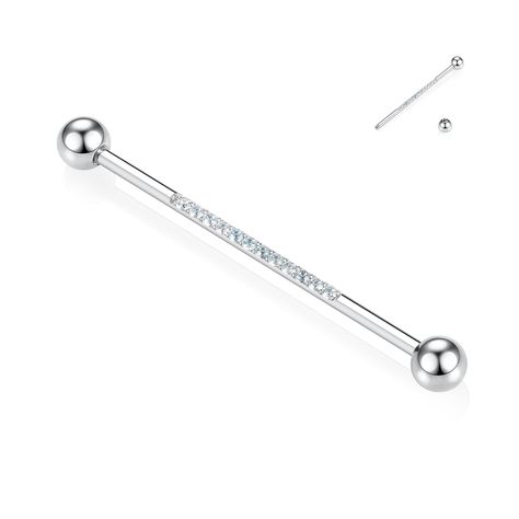 PRICES MAY VARY. ➹Attractive Style➹ Industrial barbell with CZ in the middle to make it more shiny and charming on your ear cartilage.What's more, externally threaded design, easy to insert and take off, ➹Industrial Piercing Size&Color➹ Color:Silver with clear blue CZ.Size:14 Gauge(1.6mm), Bar Length: 1 1/2" (38mm), Ball Size:5mm.Sold individually,one industrial barbell per order. ➹Not An Allergic Material➹ The industrial barbell is made of 316L surgical steel(nickel-free,lead-free,cadmium-free) Bar Industrial, Industrial Earrings, Industrial Piercing Jewelry, Helix Piercing Jewelry, Industrial Barbell, Industrial Piercing, Conch Earring, Industrial Bar, Body Jewelry Piercing