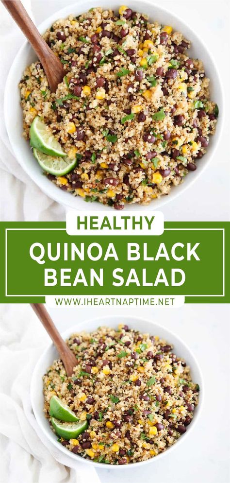 Best Quinoa Salad Recipes, Black Bean Quinoa Salad, Bean Quinoa Salad, Great Vegetarian Meals, Corn And Black Bean, Healthy Corn, Black Bean Salad Recipe, Salad Quinoa, Black Bean Quinoa