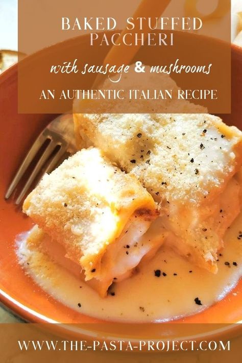 Paccheri Rigati Recipe, Stuffed Paccheri Pasta Recipes, Paccheri Pasta Recipes, Sausage And Mushrooms, Italian Pasta Recipes Authentic, Baked Pasta Dishes, Healthy Appetizers Easy, Filled Pasta, Cooking Stuff