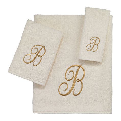 Avanti Premier Script Monogram Ivory/Gold Bath Towel Collection - JCPenney Gold Bath, Script Monogram, Fingertip Towels, Gold Letter, Towel Collection, Bath Towel, Bath Towels, Bathroom Decor, Towels