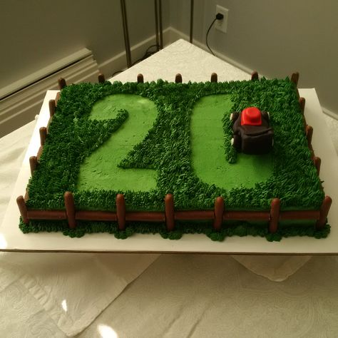 Grass Cake Ideas, Landscaping Cake Ideas, Farm Cakes For Men, Outdoor Cake Ideas, Farmer Birthday Cake, Grandmother Birthday Cake, 20th Anniversary Cake, Grass Cake, Farm Birthday Cakes