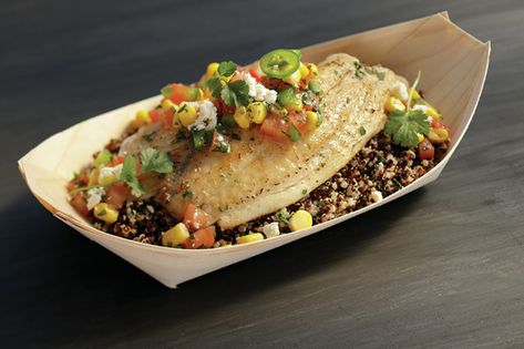 Spicy Tilapia Quinoa Bowl from Regal Springs. Recipes With Tilapia, Tilapia Fish, Quinoa Bowl, Bowl Recipe, Frozen Corn, Fish Fillet, Quinoa Recipes, Fresh Lime Juice, Bowls Recipe