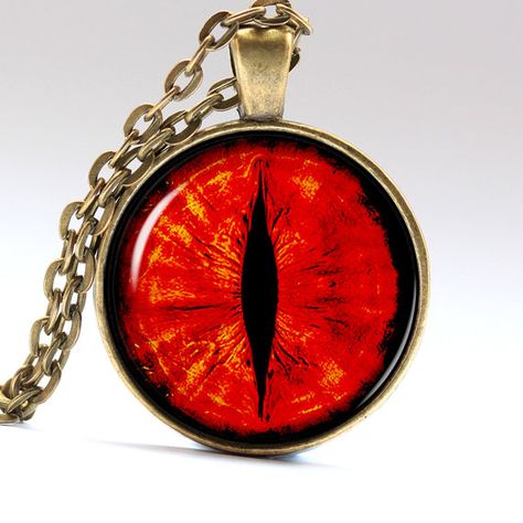 Sauron eye pendant Demon eye Jewelry Monster eye by AimPendants Smaug Eye, Warlock Ideas, Sauron Eye, Demon Necklace, Snake Monster, Yuan Ti, Yellow Snake, Monster Eyes, Necklace Snake