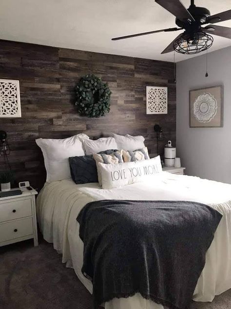 Bedroom Ideas Dark, Barn Bedrooms, Bedroom Ideas Modern, Rustic Bedroom Design, Feature Wall Bedroom, Luxe Bedroom, Home Decor Aesthetic, Aesthetic Home Decor, Living Room Living Room