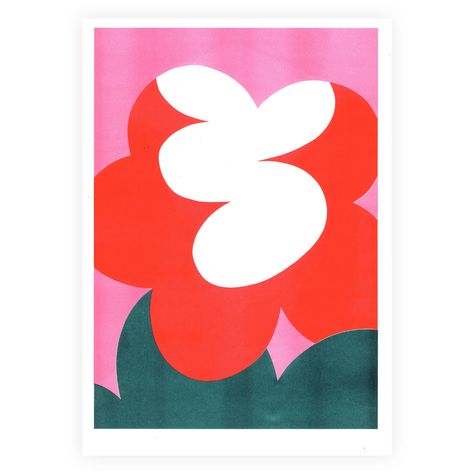 Micke Lindebergh, Art 2024, Risograph Print, Flowers, Pattern, Art