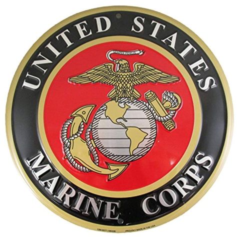 United States Marines Emblem Metal Sign - US Marine Corps USMC Logo, 12 inches * Check out this great product. (This is an affiliate link) #homedcor Usmc Wallpaper, Usmc Logo, Marine Corps Emblem, California School, Vintage Racing Jacket, Wedding Foods, Military Brat, Patriotic Projects, Round Wall Decor