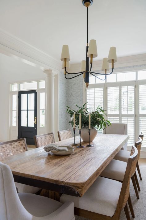 Semi Formal Dining Room, Room And Board Dining Room, Family Room Off Kitchen Ideas, Large Formal Dining Room, Traditional Modern Kitchen Table, Large Formal Dining Room Ideas, Dining Room Cottage Style, Transitional Kitchen Dining Area, Dining Room Table With Light Wood Floors