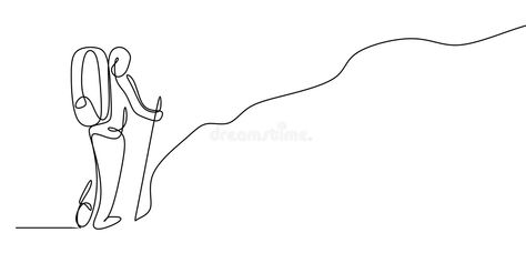 picture of a continuous line of someone climbing a mountain stock illustration Climbing A Mountain, Mountain Pictures, Mountain Illustration, Simple Illustration, Continuous Line, White Art, Line Drawing, Climbing, Line Art